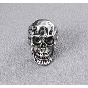 Spooky Mens Skull Stainless Steel Ring Size 10 Goth Biker Punk Rocker Skater